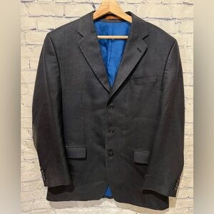 Michael Kors Suit Jacket Men Size 42 Long Navy Blue Wool/silk 3 Button Closure